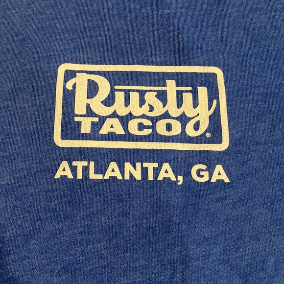 Women’s Medium Blue Short Sleeve T-Shirt, Rusty Taco, Atlanta, GA, NWOT / promo - Picture 1 of 6